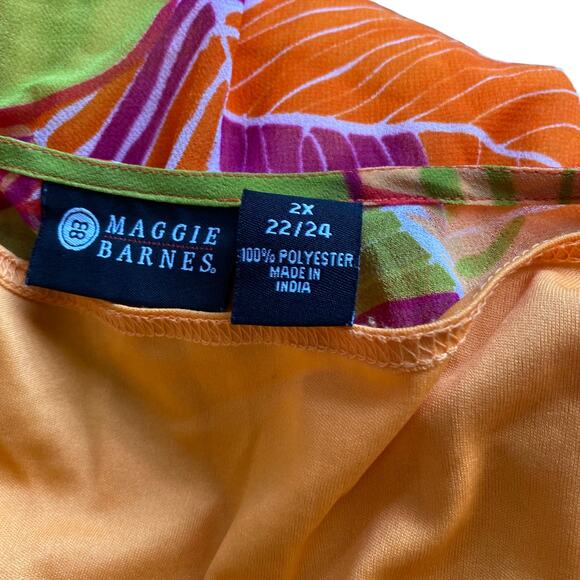 Maggie Barnes Women's Multicolored Floral 2Fer 3/4 Sleeves Tunic Blouse 2X 22/24 - Picture 6 of 6